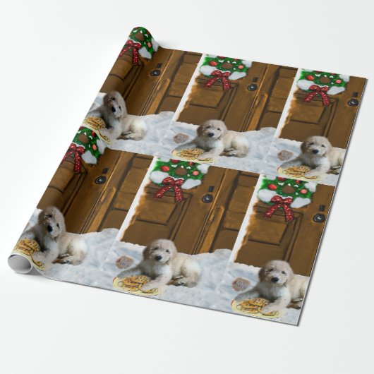 Goldendoodle Puppy Weihnachten Geschenkpapier (Ungerollt)