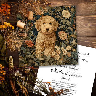 Goldendoodle Puppy William Morris Style Party Dankeskarte