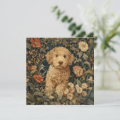Goldendoodle Puppy William Morris Style Party Dankeskarte (Stehend Vorderseite)