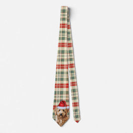 Goldendoodle Red Green Kariert Holiday Weihnachten Krawatte