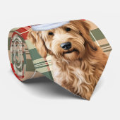 Goldendoodle Red Green Kariert Holiday Weihnachten Krawatte (Gerollt)