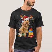 Goldendoodle Reindeer Santa Christmas Funny Dog Pa T-Shirt (Vorderseite)