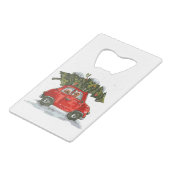 Goldendoodle Reiten roter LKW Weihnachten frohe We Geldbeutel Flaschenöffner (Rückseite Schrägansicht)