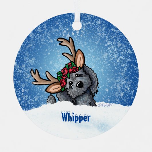 Goldendoodle Rentier Weihnachten Ornament Aus Metall (Vorderseite)