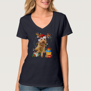 Goldendoodle Rentier Weihnachtsleuchten Hundehund T-Shirt