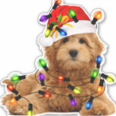 Goldendoodle Santa Dog Aufkleber (Vorderseite)