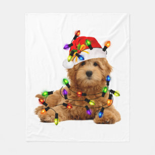 Goldendoodle Santa Dog Fleecedecke