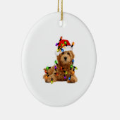 Goldendoodle Santa Dog Keramik Ornament (Rechts)