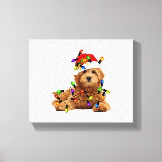 Goldendoodle Santa Dog Leinwanddruck (Vorderseite)