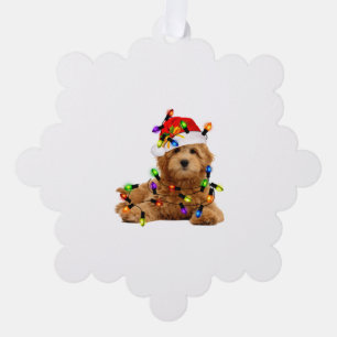 Goldendoodle Santa Dog Ornament Karte