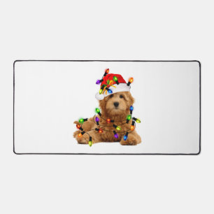 Goldendoodle Santa Dog Schreibtischunterlage
