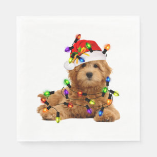 Goldendoodle Santa Dog Serviette