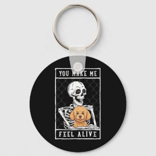 Goldendoodle-Skelett, du lässt mich Halloween fühl Schlüsselanhänger