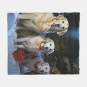 Goldendoodle Snowy Sleigh Weihnachtsdekor Fleecedecke (Vorderseite (Horizontal))
