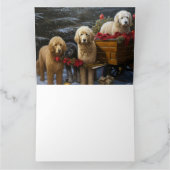 Goldendoodle Snowy Sleigh Weihnachtsdekor Karte (Innenseite)