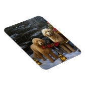 Goldendoodle Snowy Sleigh Weihnachtsdekor Magnet (Rechte Seite)