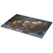 Goldendoodle Snowy Sleigh Weihnachtsdekor Schneidebrett (Ecke)