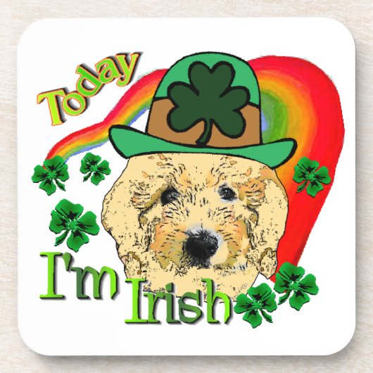 Goldendoodle St Patricks Day Getränkeuntersetzer (Vorderseite)