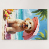 Goldendoodle Strandentspannungsszene Puzzle (Horizontal)