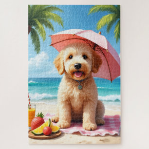 Goldendoodle Strandentspannungsszene Puzzle