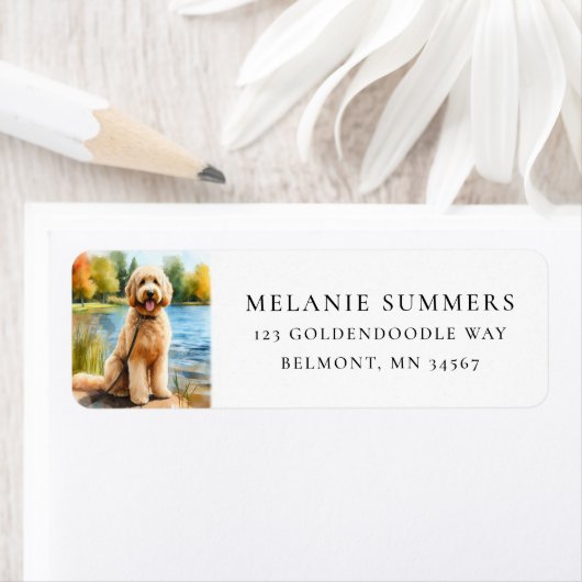Goldendoodle Summer Lake Return Address Label (Insitu)