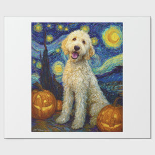 Goldendoodle Süßer Hund Halloween Jack O Kürbis Geschenkpapier