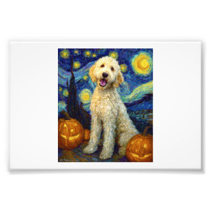 Goldendoodle Süßer Hund Halloween Jack O Lantern K Fotodruck