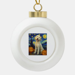 Goldendoodle Süßer Hund Halloween Jack O Lantern K Keramik Kugel-Ornament