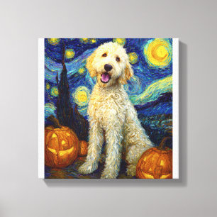Goldendoodle Süßer Hund Halloween Jack O Lantern K Leinwanddruck