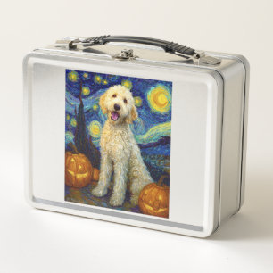 Goldendoodle Süßer Hund Halloween Jack O Lantern K Metall Brotdose