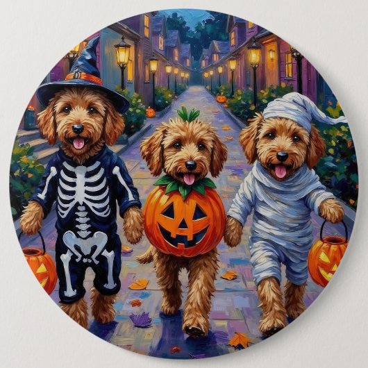 Goldendoodle-Trick-oder-Treating Halloween-Kostüme Button (Vorderseite)