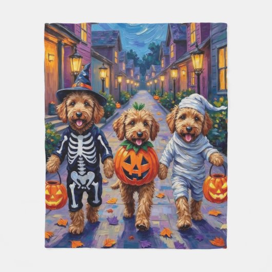 Goldendoodle-Trick-oder-Treating Halloween-Kostüme Fleecedecke (Vorderseite)