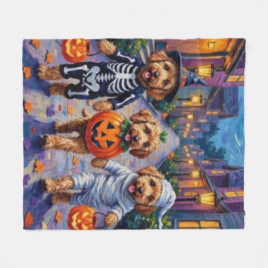 Goldendoodle-Trick-oder-Treating Halloween-Kostüme Fleecedecke (Vorderseite (Horizontal))