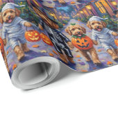 Goldendoodle-Trick-oder-Treating Halloween-Kostüme Geschenkpapier (Rolleneckpunkt)