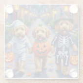 Goldendoodle-Trick-oder-Treating Halloween-Kostüme Glasuntersetzer (Rückseite)