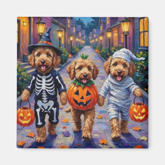Goldendoodle-Trick-oder-Treating Halloween-Kostüme Magnet (Vorne)