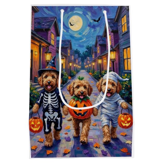Goldendoodle-Trick-oder-Treating Halloween-Kostüme Mittlere Geschenktüte (Rückseite)