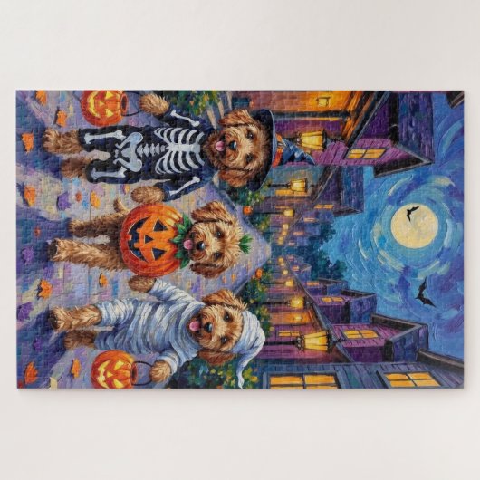 Goldendoodle-Trick-oder-Treating Halloween-Kostüme Puzzle (Horizontal)