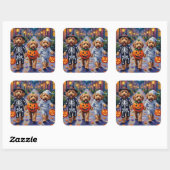 Goldendoodle-Trick-oder-Treating Halloween-Kostüme Quadratischer Aufkleber (Blatt)