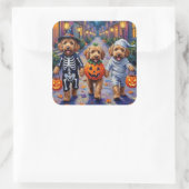 Goldendoodle-Trick-oder-Treating Halloween-Kostüme Quadratischer Aufkleber (Tasche)