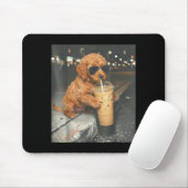 Goldendoodle trinkt Eiskaffee lustiger Hunde-MemeG Mousepad (Mit Mouse)