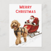 Goldendoodle und Weihnachtsfeiertag für den Weihna Postkarte (Vorderseite)