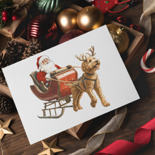 Goldendoodle und Weihnachtsfeiertag für den Weihna Postkarte