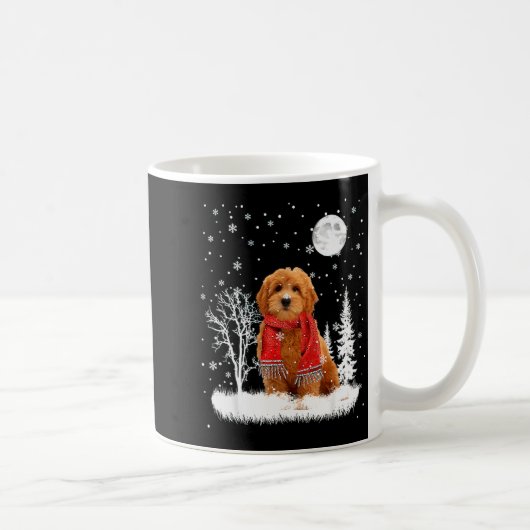 Goldendoodle Under Moonlight Snow Christmas Pajama Kaffeetasse (Rechts)