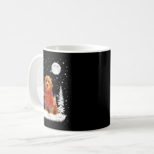Goldendoodle Under Moonlight Snow Christmas Pajama Kaffeetasse (Vorderseite Links)