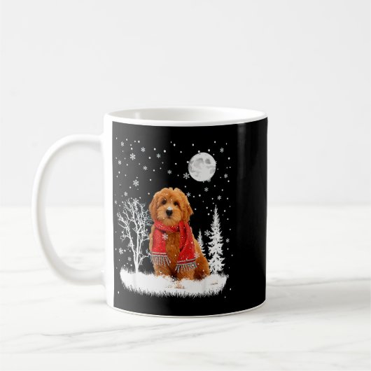 Goldendoodle Under Moonlight Snow Christmas Pajama Kaffeetasse (Links)