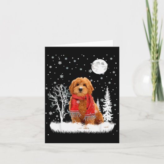 Goldendoodle Under Moonlight Snow Christmas Pajama Karte (Vorderseite)