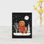 Goldendoodle Under Moonlight Snow Christmas Pajama Karte (Gelbe Blume)