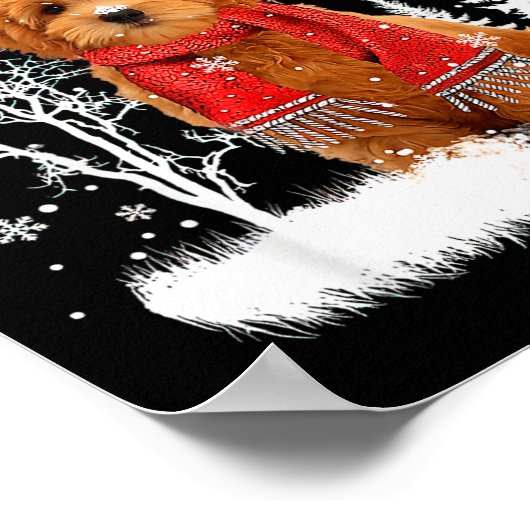 Goldendoodle Under Moonlight Snow Christmas Pajama Poster (Ecke)