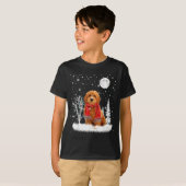 Goldendoodle Under Moonlight Snow Christmas Pajama T-Shirt (Vorne ganz)
